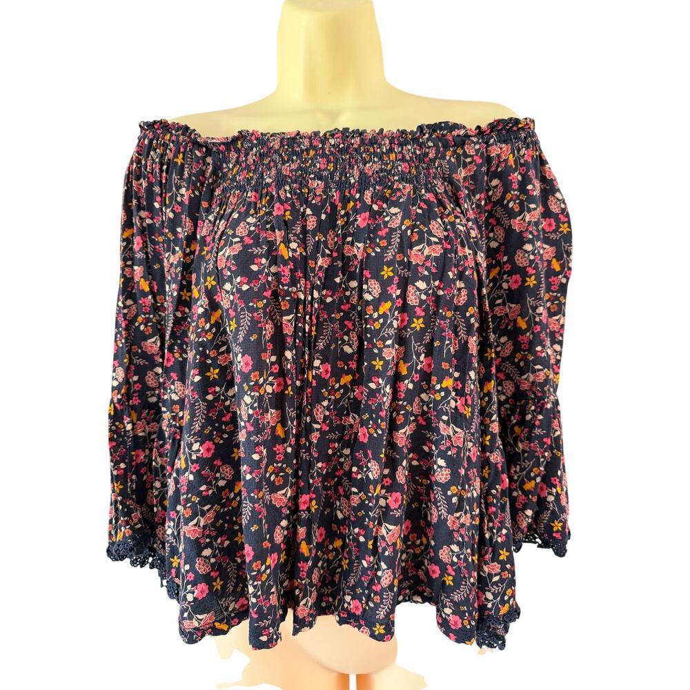 Coco + Jaimeson Floral Print Boho Top Size Medium Festival Cottage